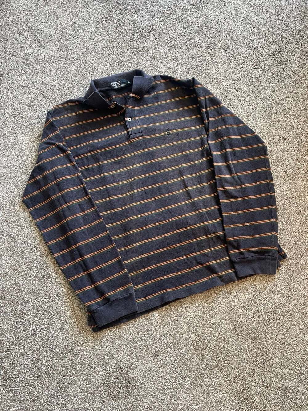 VTG 90s Polo Ralph Lauren Vintage Striped Long Sleeve Polo Shirt XL